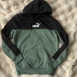 Puma Men's Black Green Colorblock Hoodie NWT NEW S Small